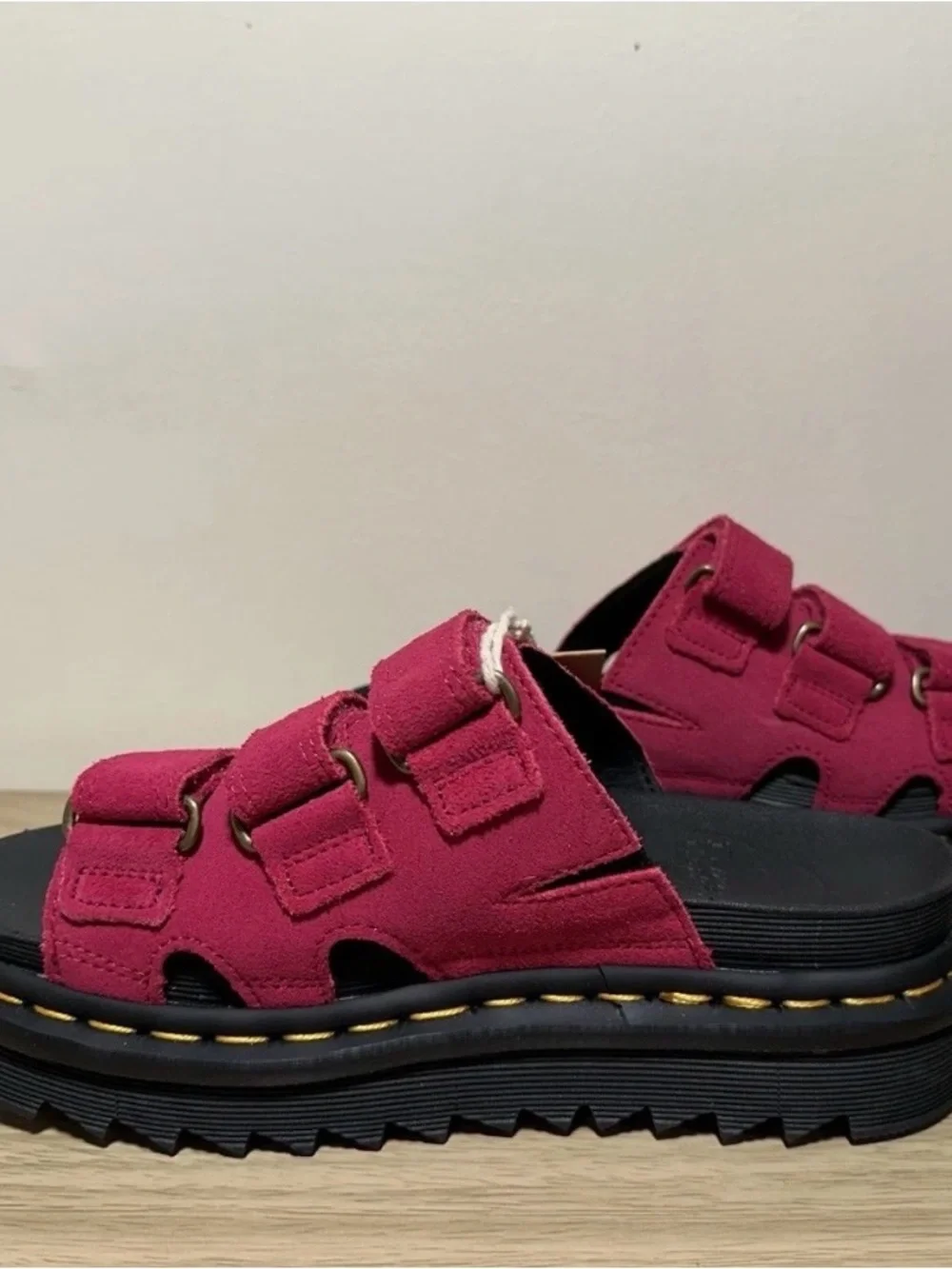 Dr. Martens  Pink Suede Triple-Strap Sandals - Picture 4 of 7